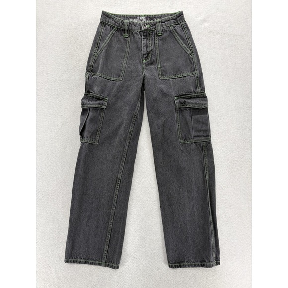 Hot Topic Denim - Hot Topic Denim Jeans Womens 1 Black Hi Rise Carpenter Cargo Utility Grunge Y2K